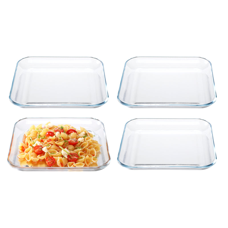 4-Piece Tempered Glass Square Dinner Plates