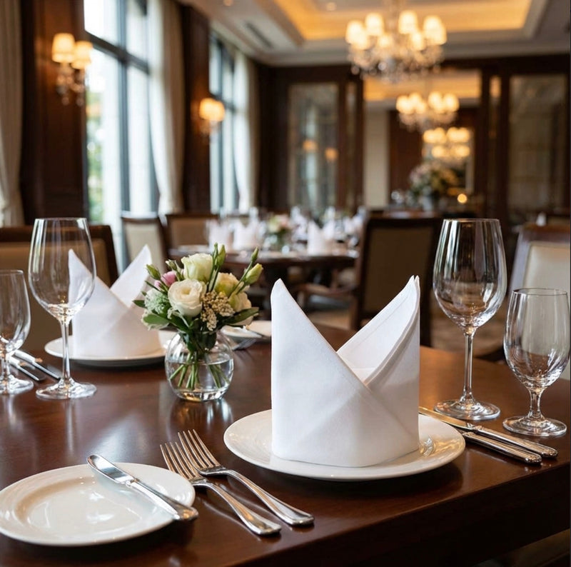 Spun Polyester Cloth Napkins – Bulk Pack of 240 Commercial-Grade Durable Napkins (20” × 20”) for Restaurants & Laundry Use