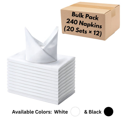Spun Polyester Cloth Napkins – Bulk Pack of 240 Commercial-Grade Durable Napkins (20” × 20”) for Restaurants & Laundry Use