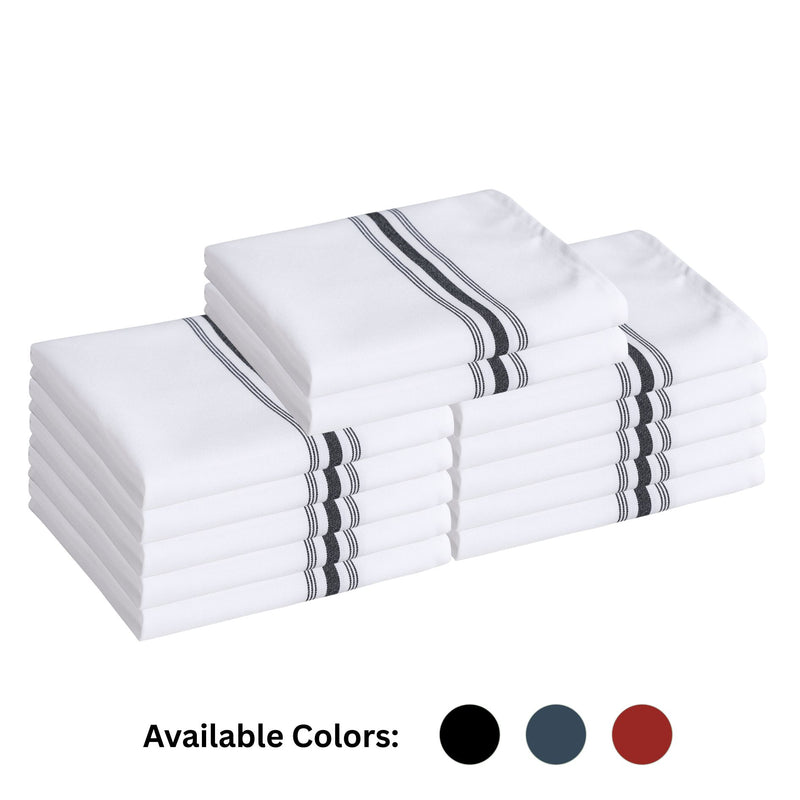 Bistro Cloth Napkins – Spun Polyester Durable Napkins (18” × 22”), Set of 12
