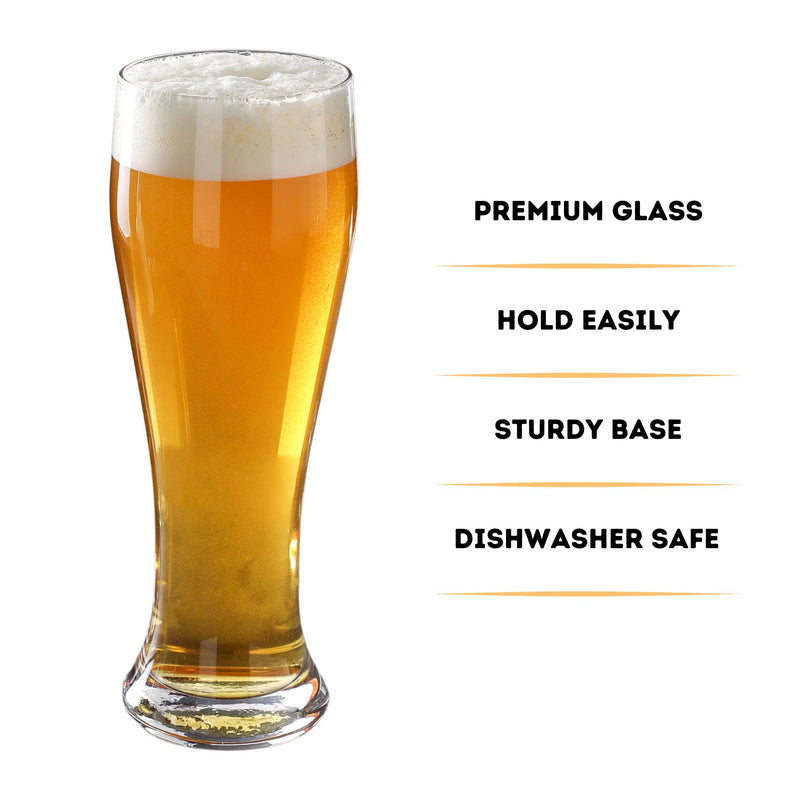 Oversized Pint Beer Glasses (500ml/22oz) – Tall Glasses, Set of 6
