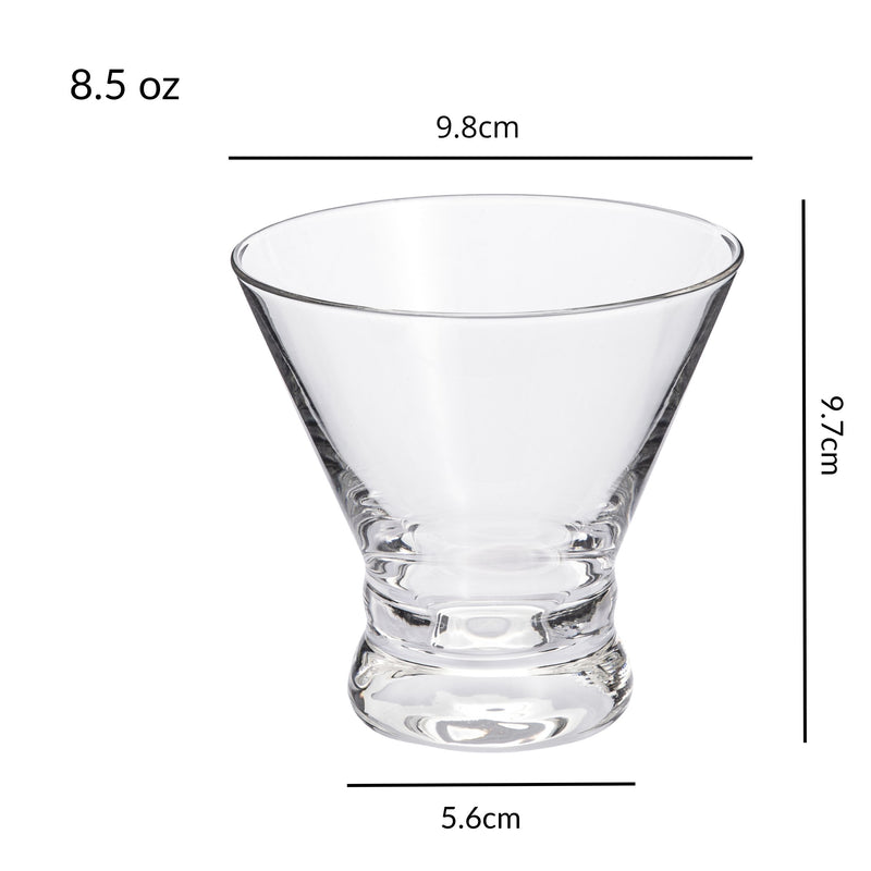 Crystal Stemless Martini Glasses (8.5oz) – Lead Free Cocktail Glasses, Set of 6