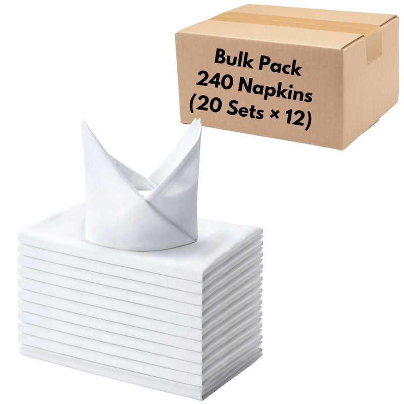 Spun Polyester Cloth Napkins – Bulk Pack of 240 Commercial-Grade Durable Napkins (20” × 20”) for Restaurants & Laundry Use