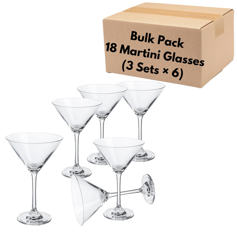 Martini Glasses with Stem (9oz) – Bulk Pack of 18 for Events & Commercial Use