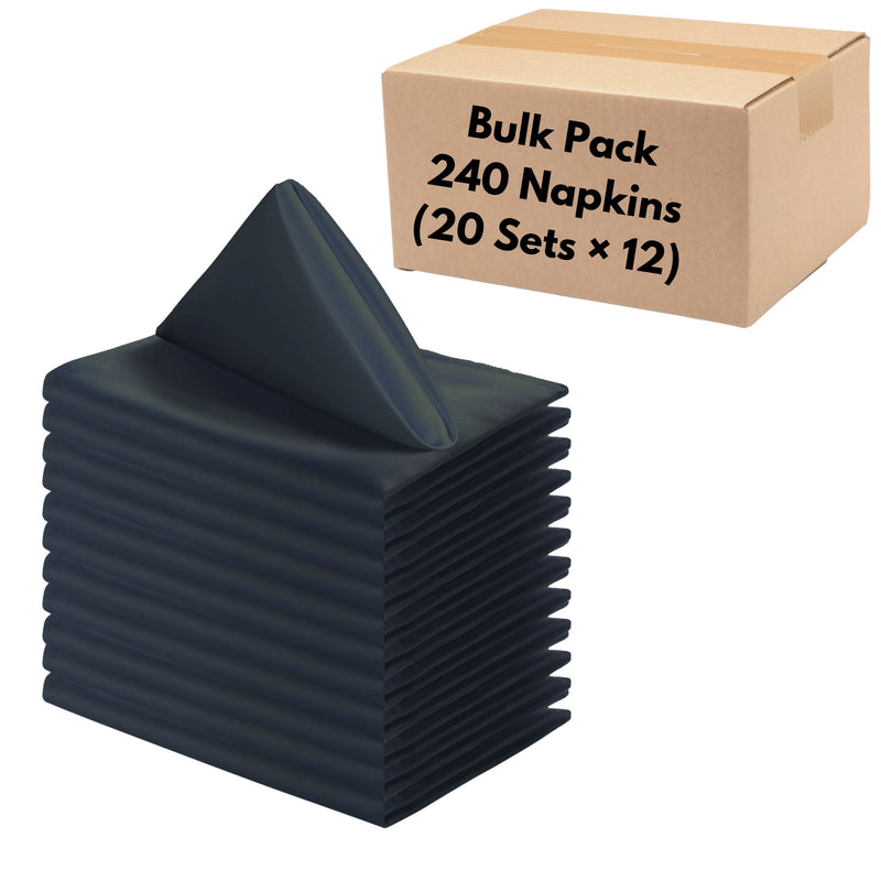 Satin Cloth Napkins – Bulk Pack of 240 Elegant Long-Fiber Napkins (20” × 20”) for Weddings & Events