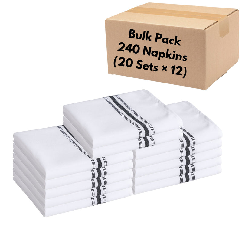 Bistro Cloth Napkins – Bulk Pack of 240 Spun Polyester Durable Napkins (18” × 22”) for Restaurants & Commercial Use