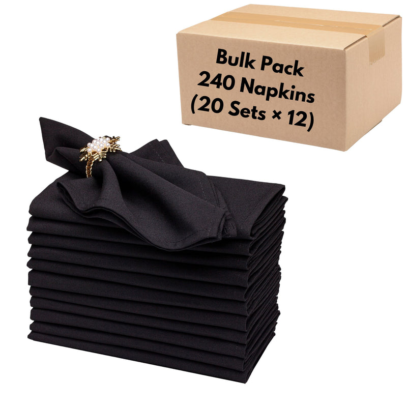 Spun Polyester Cloth Napkins – Bulk Pack of 240 Everyday Durable Napkins (18” × 18”) for Restaurants & Events