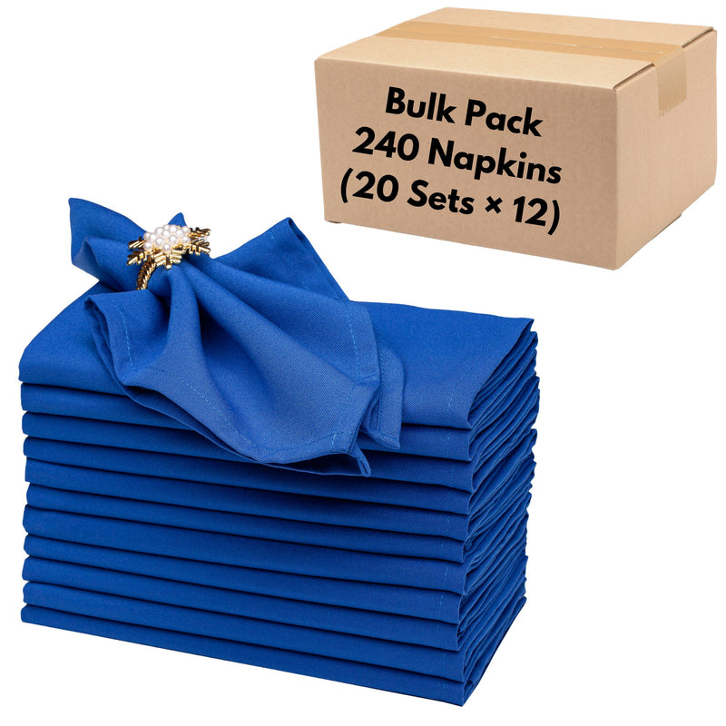 Spun Polyester Cloth Napkins – Bulk Pack of 240 Everyday Durable Napkins (18” × 18”) for Restaurants & Events