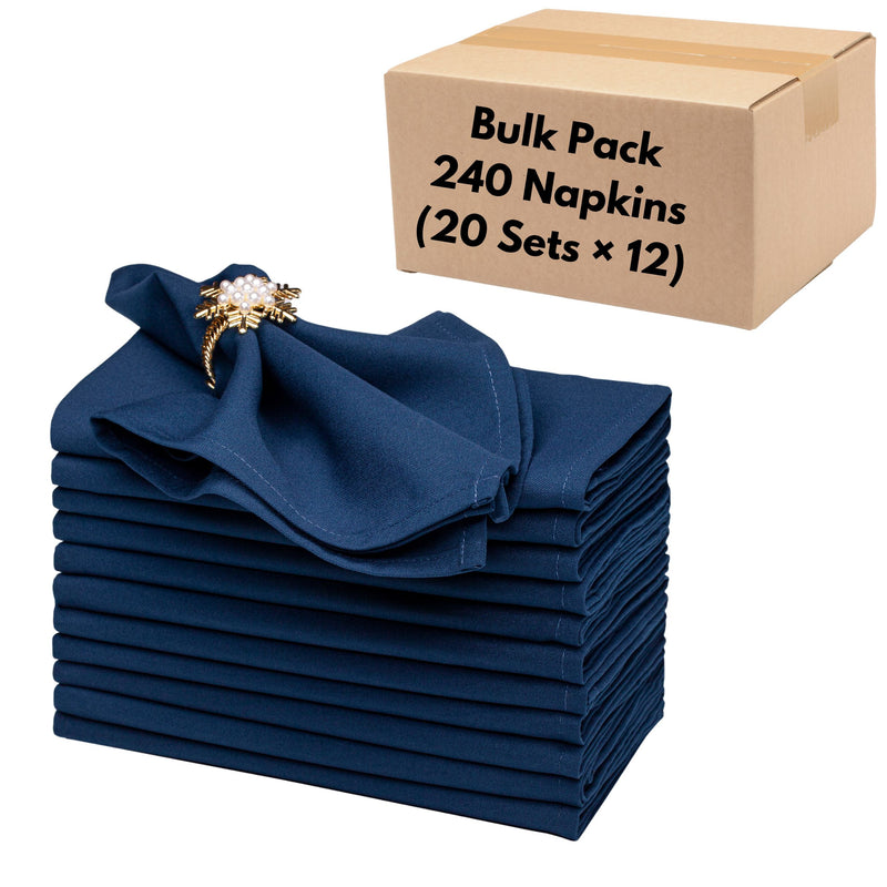 Spun Polyester Cloth Napkins – Bulk Pack of 240 Everyday Durable Napkins (18” × 18”) for Restaurants & Events