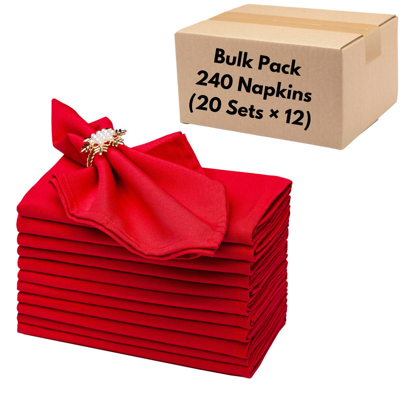 Spun Polyester Cloth Napkins – Bulk Pack of 240 Everyday Durable Napkins (18” × 18”) for Restaurants & Events
