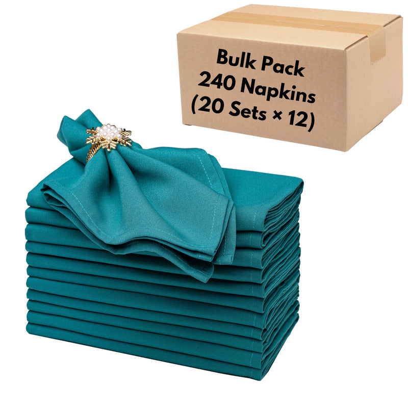 Spun Polyester Cloth Napkins – Bulk Pack of 240 Everyday Durable Napkins (18” × 18”) for Restaurants & Events