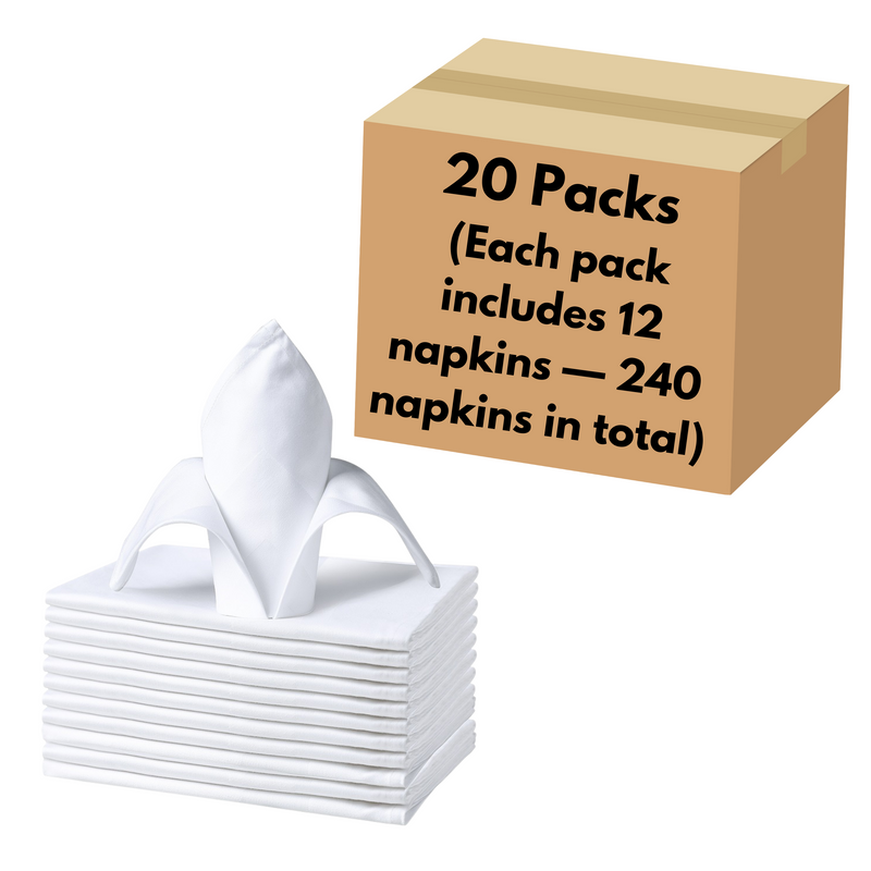 100% White Cotton Cloth Napkins – 240-Pack