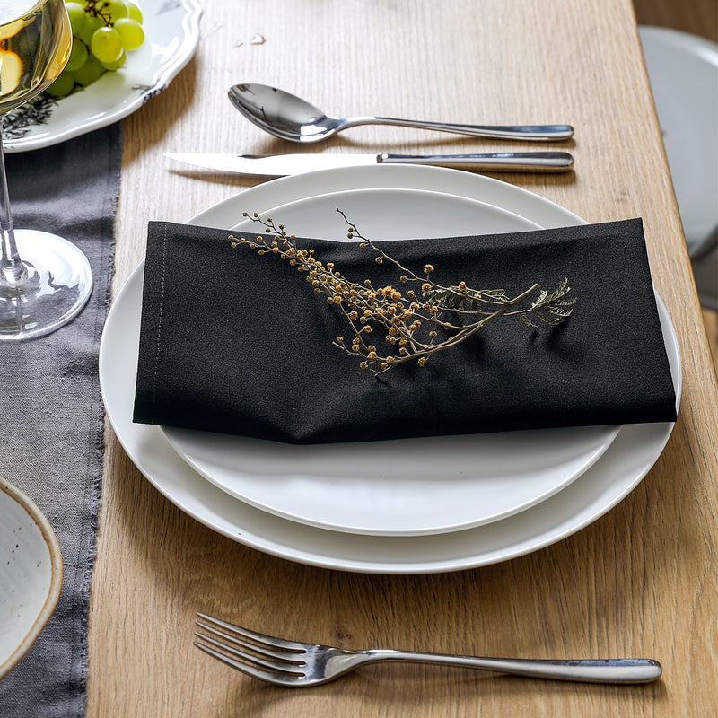 Spun Polyester Linen Napkins Black