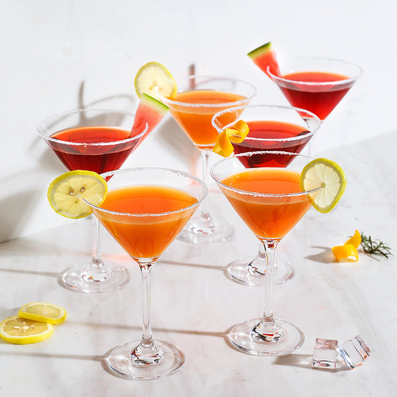 Martini Glasses with Stem (9oz) - Lead Free Crystal, Set of 6