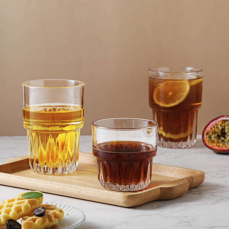Ribbed Glassware Drinking Glass Cups