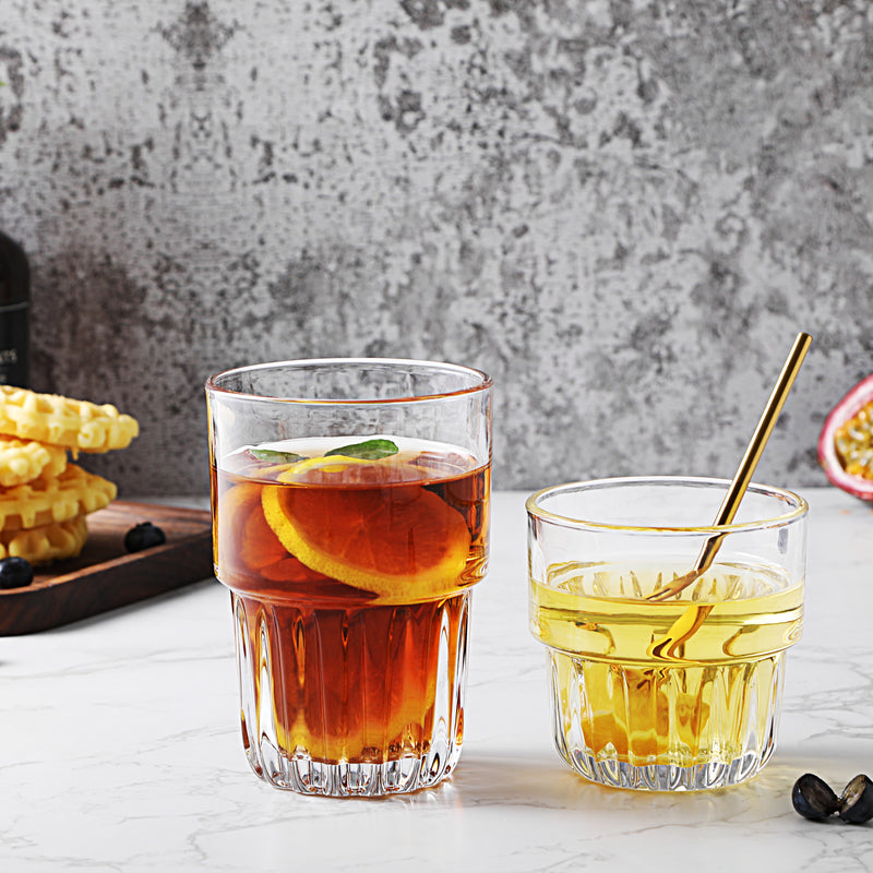 Ribbed Glassware Drinking Glass Cups