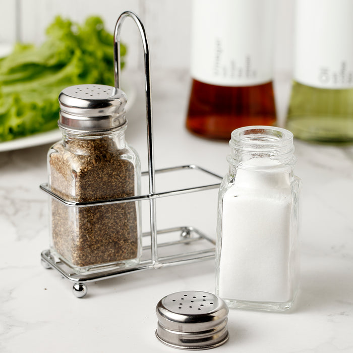 Gala Houseware Salt and Pepper Shaker Set, Pack of 24 sets, Salt Shaker Spice Dispenser with Stainless Steel Tray, Refillable Design, Ideal for Kitchen, Dining Table, Camping, and BBQs
