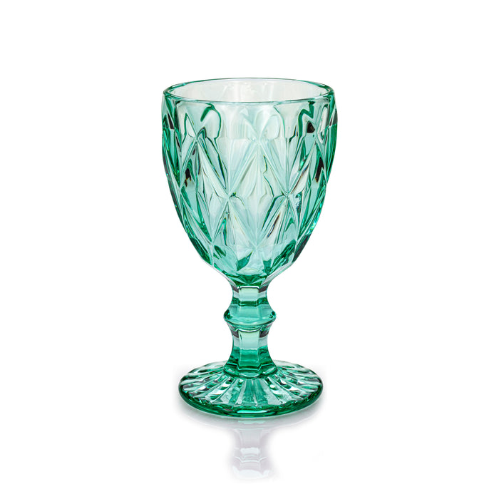 Gala Houseware Vintage Drinking Glasses, Set of 6 Glass Cups, Water Tumbler, for Wine,Cocktail,Whiskey,Juice and Various Mixed Drinks (Turquoise, 11 oz)