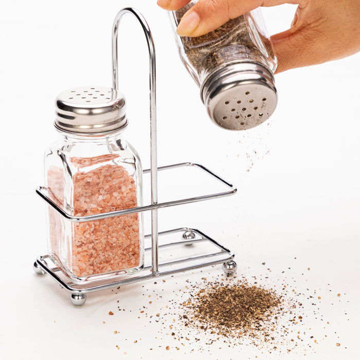 Gala Houseware Salt and Pepper Shaker Set, Pack of 24 sets, Salt Shaker Spice Dispenser with Stainless Steel Tray, Refillable Design, Ideal for Kitchen, Dining Table, Camping, and BBQs