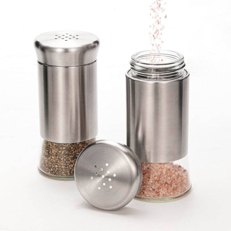 Salt & Pepper Shakers – Bulk Pack of 48 Stainless Steel & Glass Shaker for Restaurants & Events