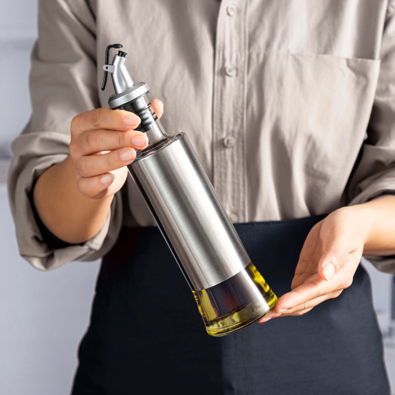 Oil & Vinegar Dispenser – Bulk Pack of 24 Glass Bottles with Drip-Free Pour Spouts for Restaurants & Events