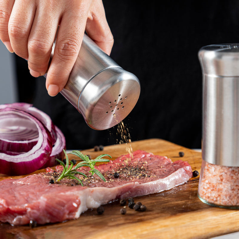 Salt & Pepper Shakers – Bulk Pack of 48 Stainless Steel & Glass Shaker for Restaurants & Events