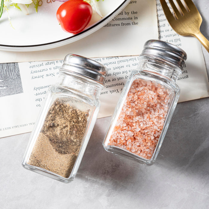 Gala Houseware Salt and Pepper Shaker Set, Pack of 24 sets, Salt Shaker Spice Dispenser with Stainless Steel Tray, Refillable Design, Ideal for Kitchen, Dining Table, Camping, and BBQs