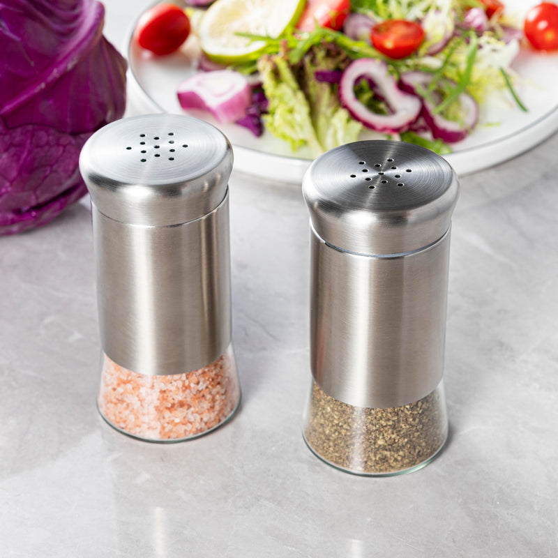 Salt & Pepper Shakers Set – Premium Glass Bottles (Set of 2)