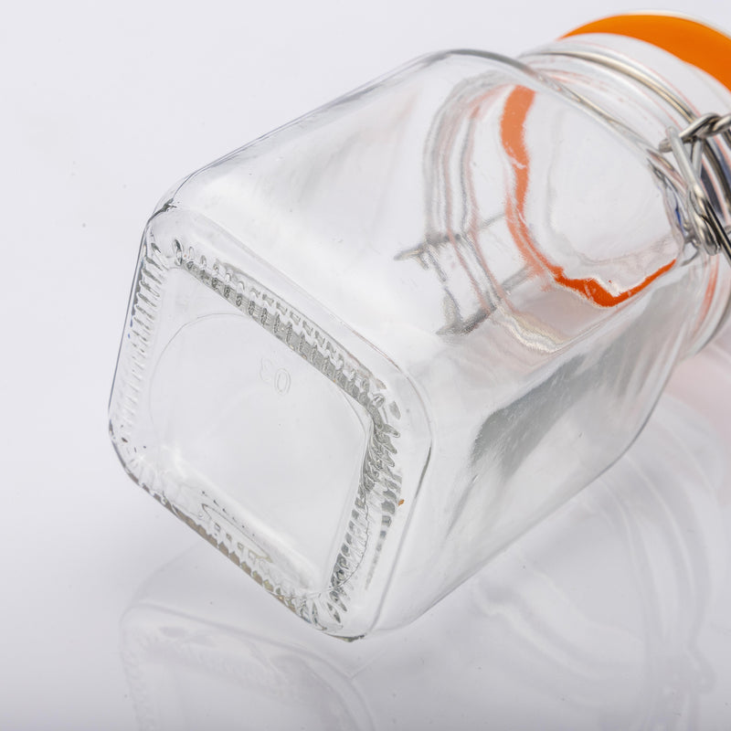 Airtight Clear Glass Jars with Stainless Steel Bail & Trigger Latch (9.6oz) – Bulk Pack of 48 Square Jars for Commercial & Pantry Storage