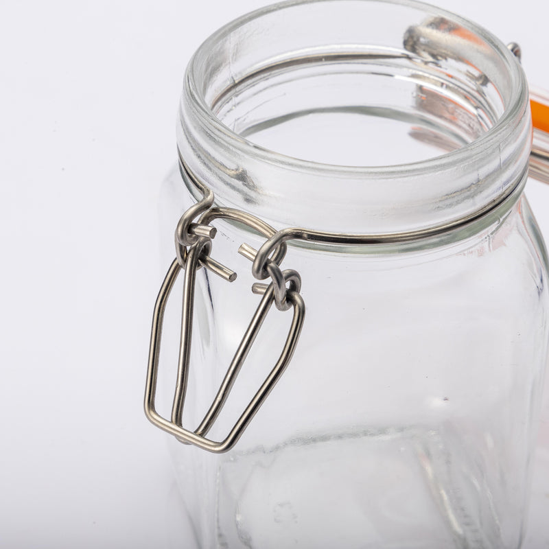 Airtight Clear Glass Jars with Stainless Steel Bail & Trigger Latch (9.6oz) – Bulk Pack of 48 Square Jars for Commercial & Pantry Storage