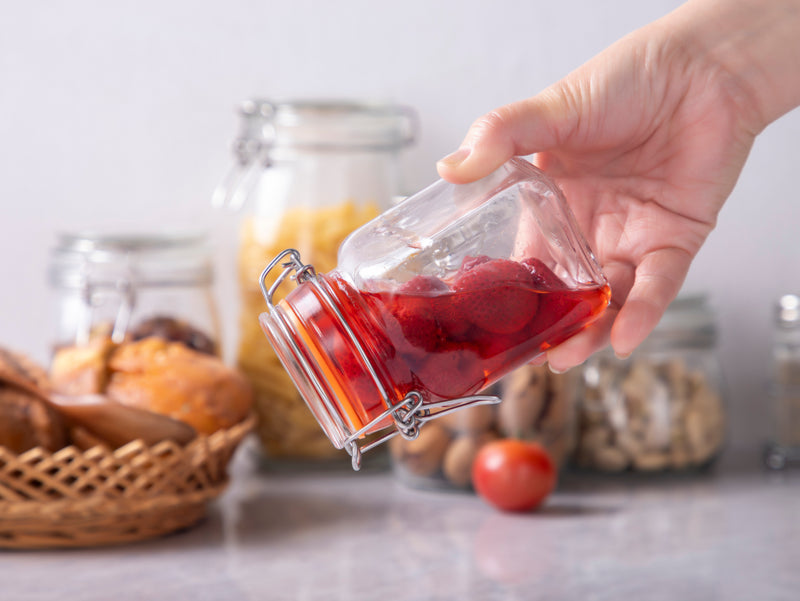 Airtight Clear Glass Jars with Stainless Steel Bail & Trigger Latch (9.6oz) – Bulk Pack of 36 Square Jars for Commercial & Pantry Storage