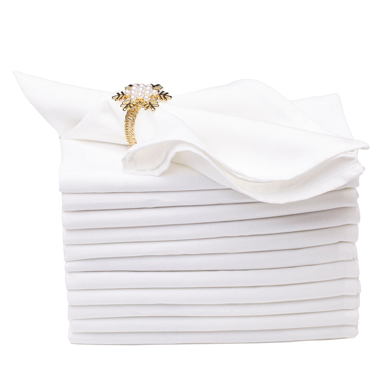 Spun Polyester Cloth Dinner Napkins – White, Set of 12, 18″x18″ Reusable Washable Table Napkins