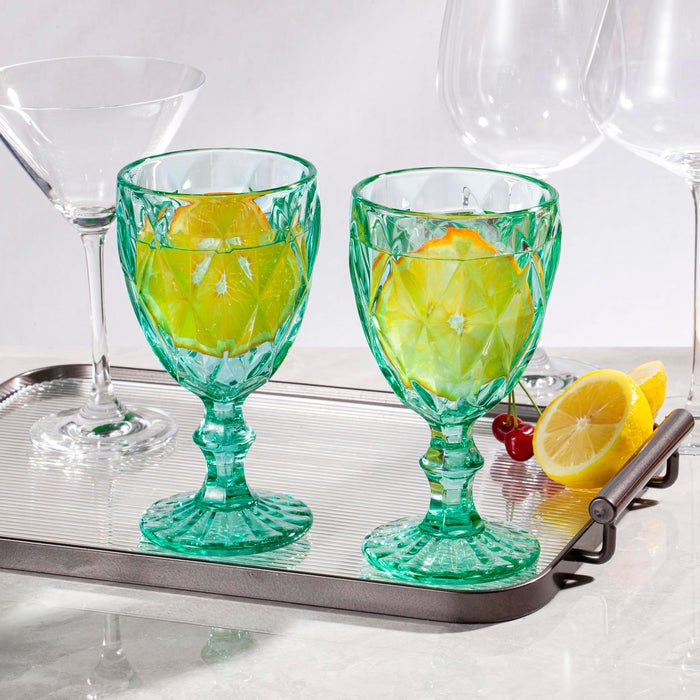 Gala Houseware Vintage Drinking Glasses, Set of 6 Glass Cups, Water Tumbler, for Wine,Cocktail,Whiskey,Juice and Various Mixed Drinks (Turquoise, 11 oz)