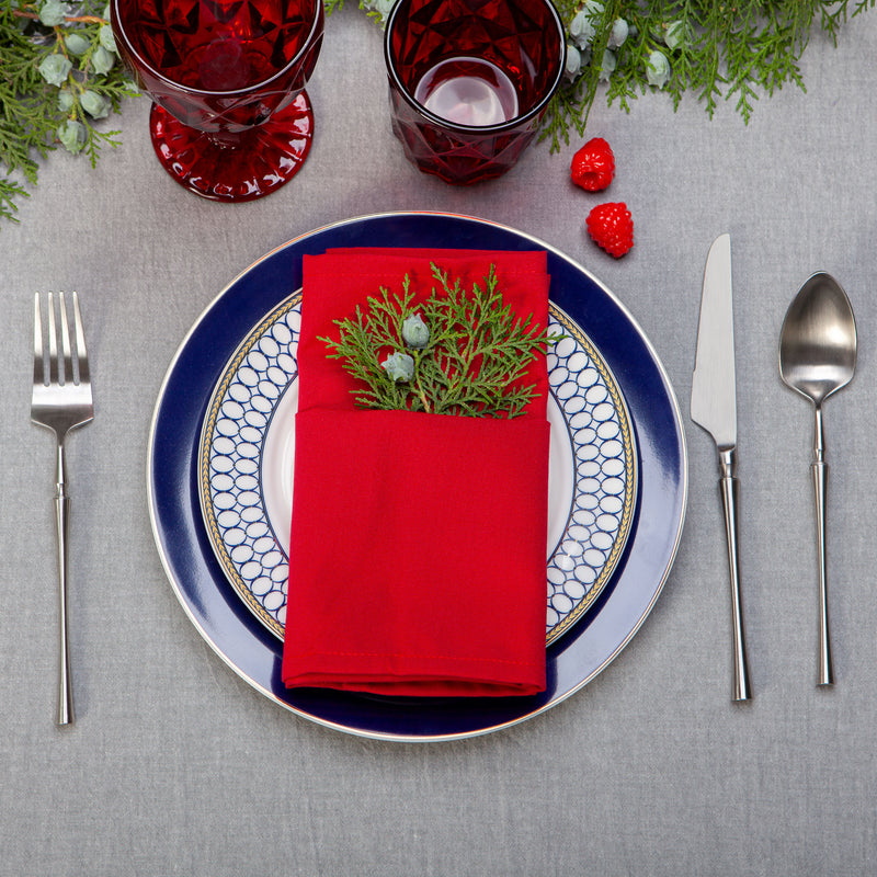 Spun Polyester Dinner Napkins Red