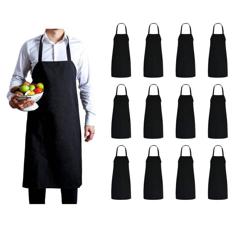 Black Kitchen Bib Aprons (30" x 34")