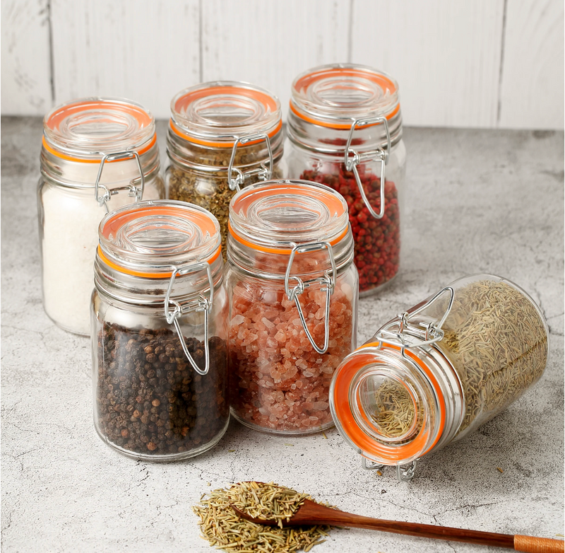 Airtight Clear Glass Jars with Stainless Steel Bail & Trigger Latch (9oz) – Bulk Pack of 36 Round Jars for Commercial & Pantry Storage