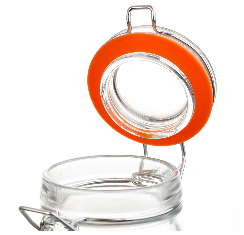 Airtight Clear Glass Jars with Stainless Steel Bail & Trigger Latch (9.6oz) – Bulk Pack of 48 Square Jars for Commercial & Pantry Storage