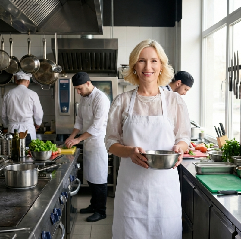 Bib Apron – Standard Size (28” × 32”) with Long Ties, Set of 12