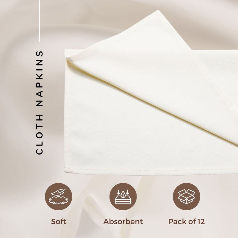 Spun Polyester Dinner Napkins Ivory