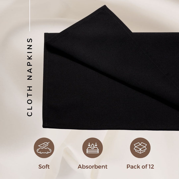 Gala Houseware Black Cloth Napkins 18x18 inch – 240 Pack Dinner Napkins | Premium Spun Polyester Linen Napkins – Reusable, Washable Restaurant Napkins for Events, Weddings, Parties & Home Use