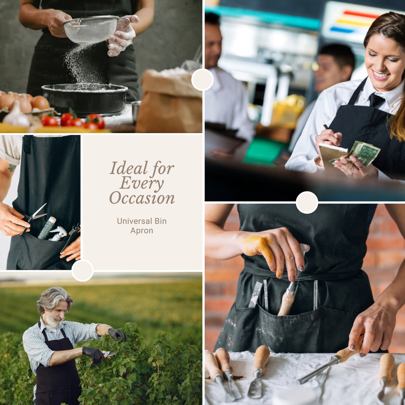 Black Chef Bib Apron – Adjustable Unisex Kitchen Apron with Pockets, Durable Spun Polyester