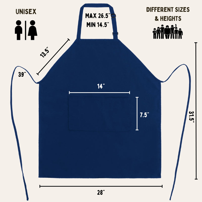 Royal Blue Chef Bib Apron – Adjustable Unisex Kitchen Apron with Pockets, Durable Spun Polyester