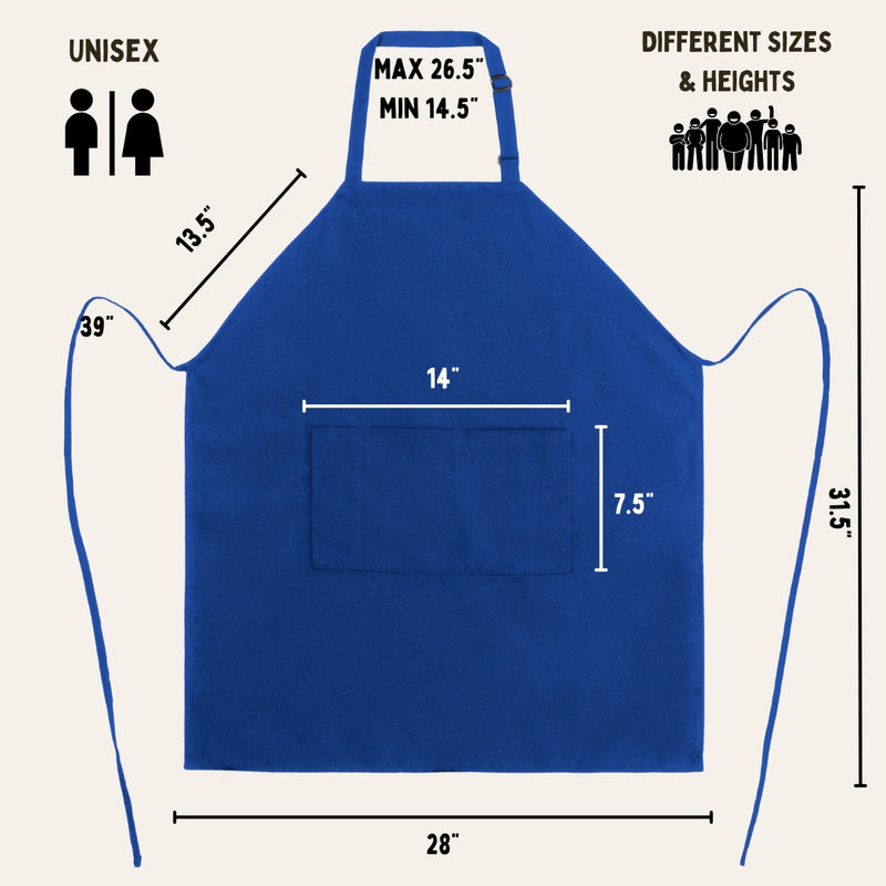 Royal Blue Chef Bib Apron – Adjustable Unisex Kitchen Apron with Pockets, Durable Spun Polyester