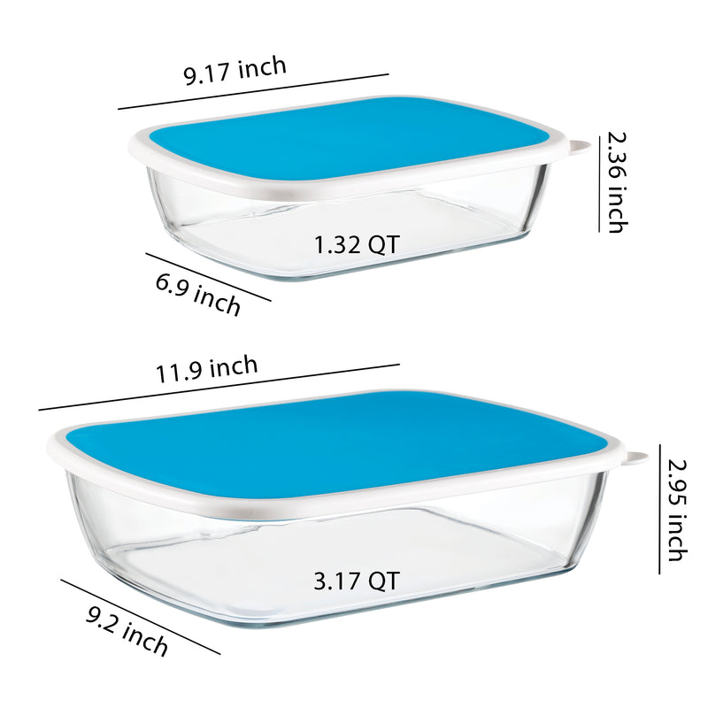 4-Piece Large Glass Food Storage Containers