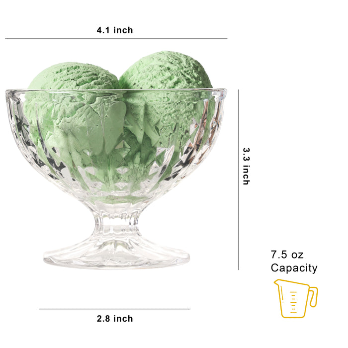 Gala Houseware 8 x 4 = 32  Sundae Cups, Glass Ice Cream Cups Dessert Bowls 8 Sets and 4 Cups Per Set for Sherbet Trifle, Fruit, Snack, Cocktail