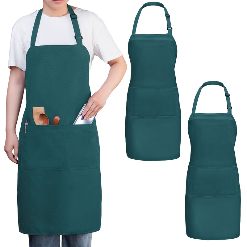 Turquoise Chef Bib Apron – Adjustable Unisex Kitchen Apron with Pockets, Durable Spun Polyester