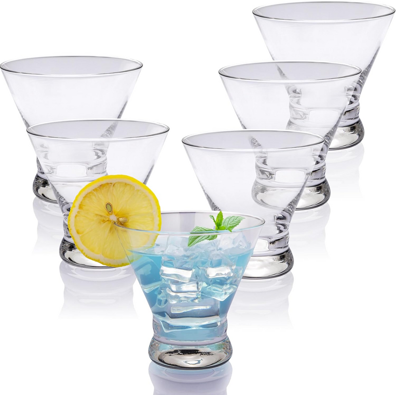 Crystal Stemless Martini Glasses – Lead-Free Cocktail Glasses Set, Dishwasher Safe