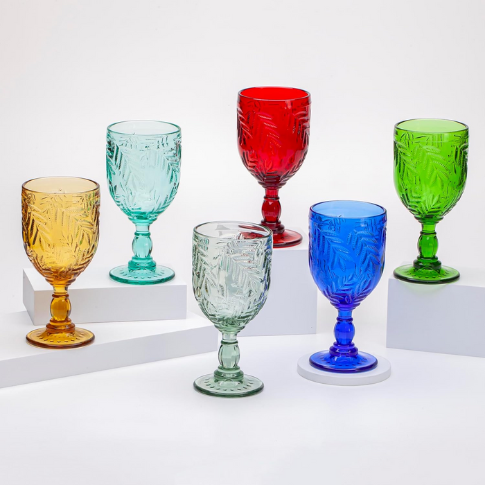 Gala Houseware Vintage Drinking Glasses Set of 6, (Multi-Color, 11 oz) 4 Sets per box (24 pieces)