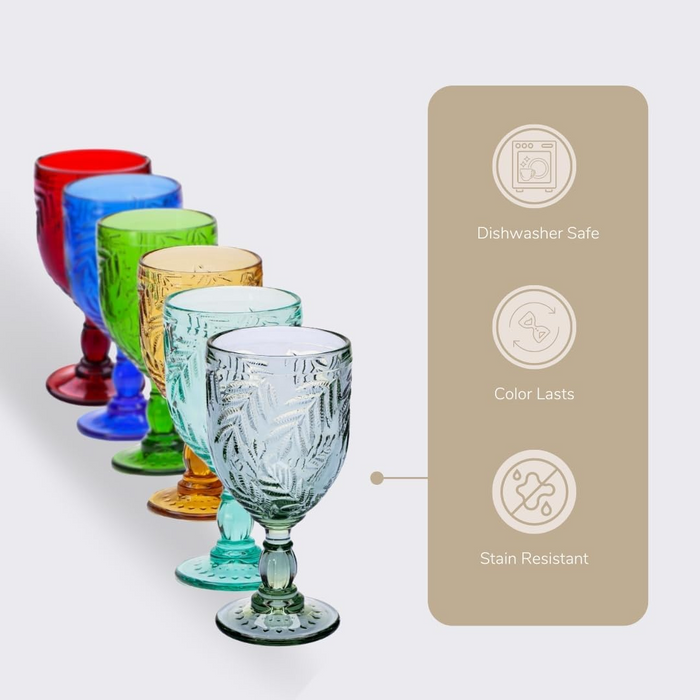 Gala Houseware Vintage Drinking Glasses Set of 6, (Multi-Color, 11 oz) 4 Sets per box (24 pieces)