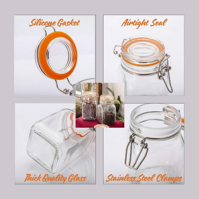 Airtight Clear Glass Jars with Bail and Trigger
